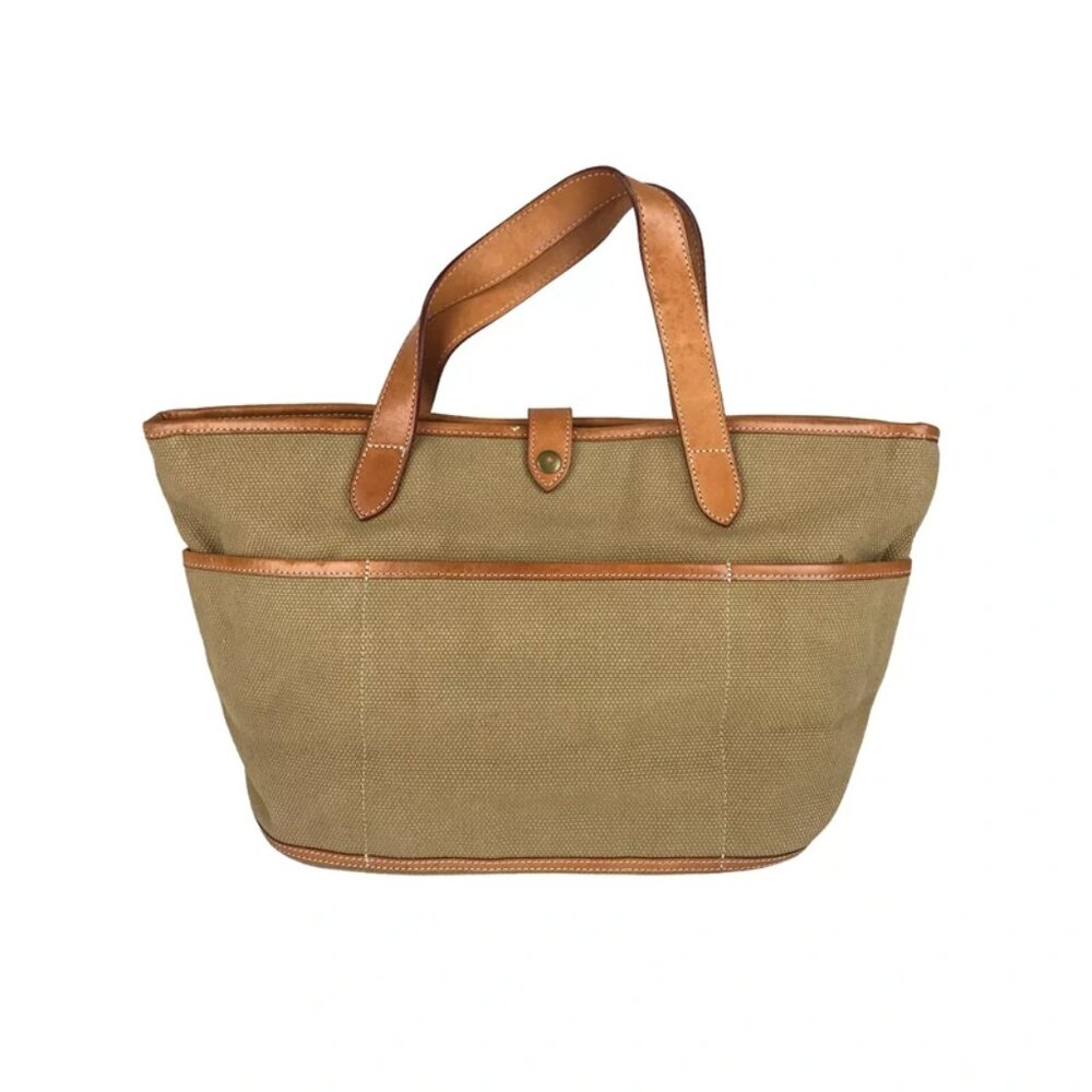Jack Georges Womens Beige Brown Handle‎ Shoulder Strap Tote Bag Size M